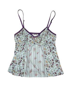 Y2K DKNY Floral Cami Top Medium Cottagecore Fairycore Spaghetti Strap Vintage 20